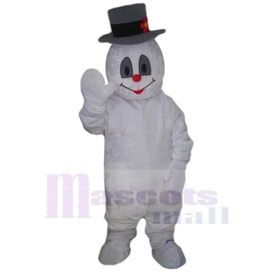 Snowman Yeti Mascot Costume Cartoon with Grey Hat