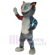 Cheshire Gato Traje de la mascota con ojos rojos y azules Dibujos animados