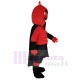 Red Devil Mascot Costume with Black Cloak Cartoon