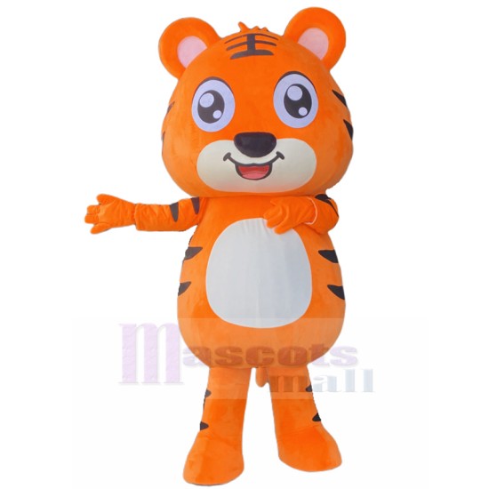 Smiling Auspicious Tiger Mascot Costume Cartoon