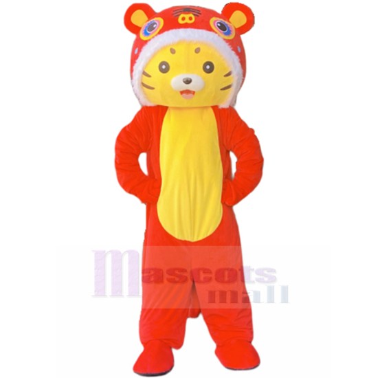 Red and Yellow Propitious Tiger Mascot Costume Cartoon