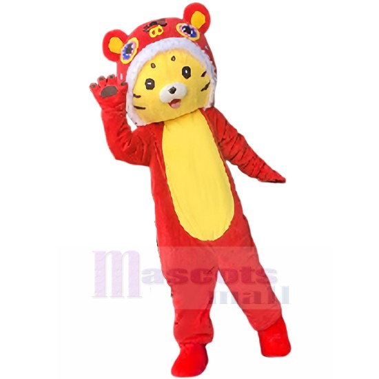 Red and Yellow Propitious Tiger Mascot Costume Cartoon