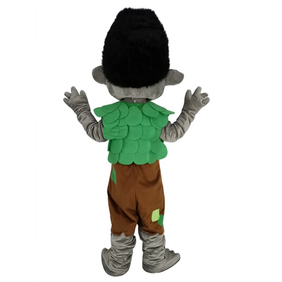 Trolls Boy Elf Mascot Costume with Green Vest Cartoon