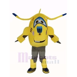 Avion à réaction jaune Jett Super Ailes Super Wings Costume de mascotte Dessin animé