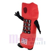 Teléfono celular rojo de cara abierta Traje de la mascota Dibujos animados
