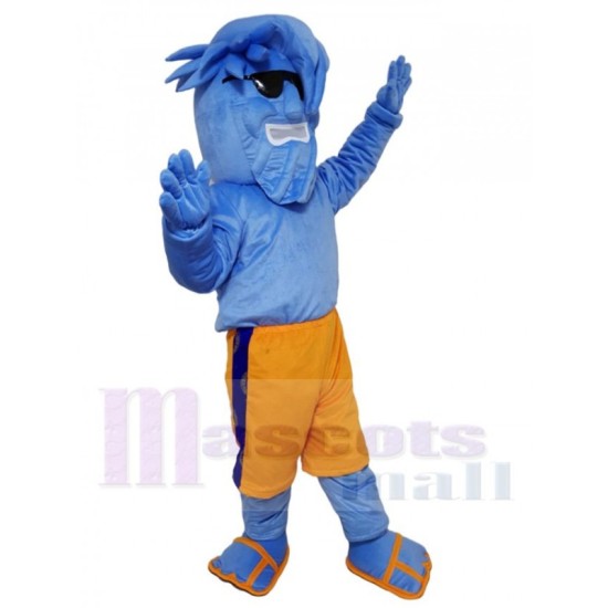 Willy la vague Vagues bleues avec des lunettes de soleil Mascotte Costume