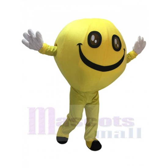 Yellow Emoji Grinning Happy Smiley Face Mascot Costume