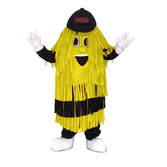 Yellow Car Wash Cleaning Brush Mascot Costume