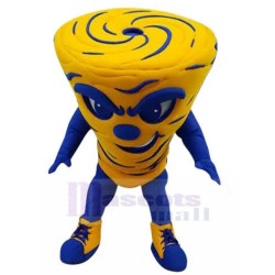 Ruinous Blue and Yellow Typhoon Mascot Costume Tornado