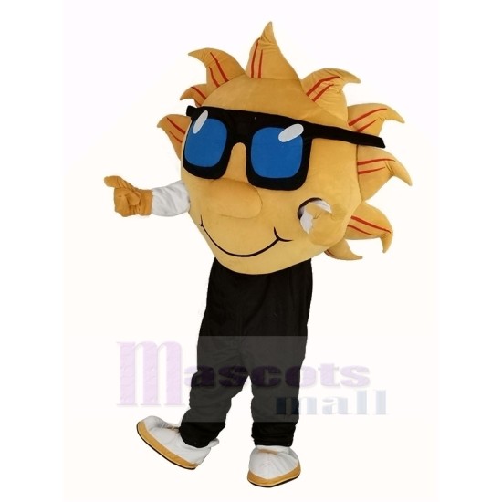 Soleil jaune Costume de mascotte avec lunettes de soleil