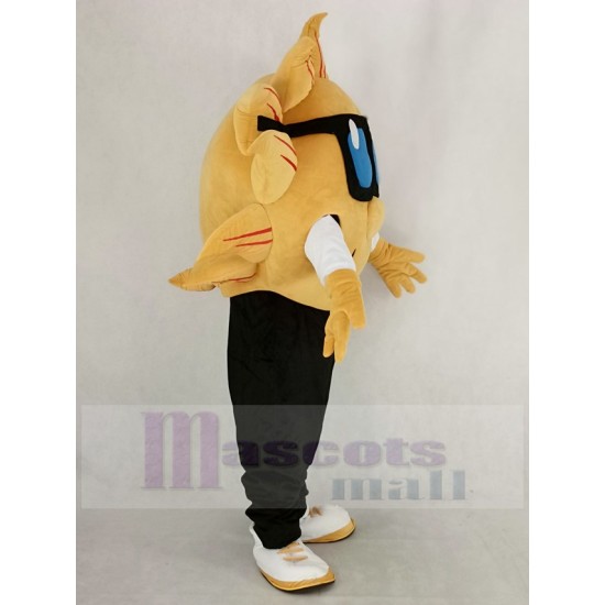 Yellow Sunshine Mascot Costume with Sunglasses