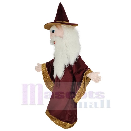 Maroon Merlin Wizard Mascot Costume People