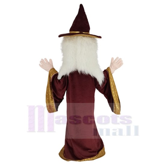 Maroon Merlin Wizard Mascot Costume People