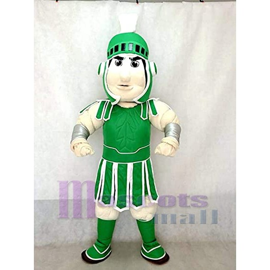 Guerrero espartano verde claro y blanco Disfraz de mascota