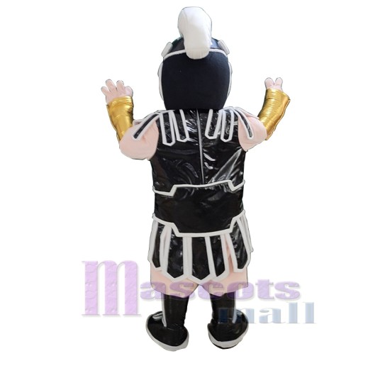 Spartan Trojan in Black Armour Mascot Costume People