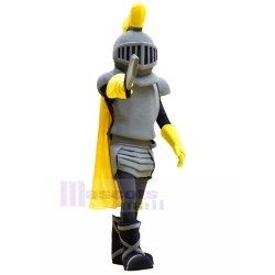 Caballero gris Disfraz de mascota con capa amarilla Personas
