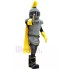 Grey Knight Mascot Costume with Yellow Cape People