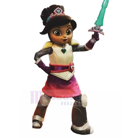 Girl Guard Knight Mascot Costume with Sword People