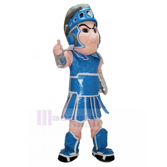 Spartan Knight Mascot Costume with Blue and white Armor People