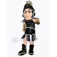 Schwarz Spartanischer Ritter Maskottchen Kostüm mit grauem Band Menschen
