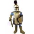 Strong Golden and Blue Knight Mascot Costume People