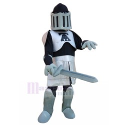 Plata y negro Caballero Disfraz de mascota con espada Personas