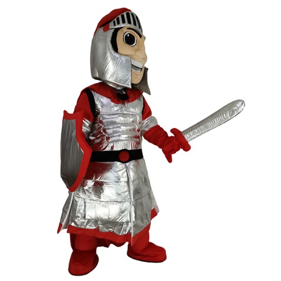 Strong Spartan Silver Mascot Costume People