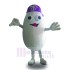 Snowman Mascot Costume Cartoon with Purple Hat