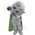 Snowman Mascot Costume with Green Cape