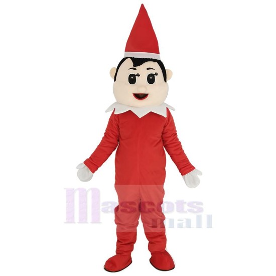 Red Elf Pinocchio Christmas Boy Mascot Costume