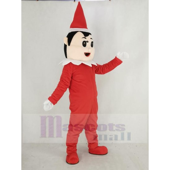 Red Elf Pinocchio Christmas Boy Mascot Costume