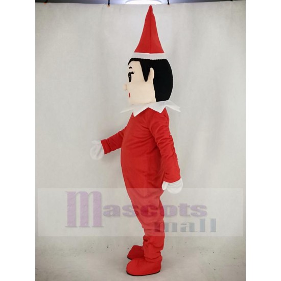 Red Elf Pinocchio Christmas Boy Mascot Costume