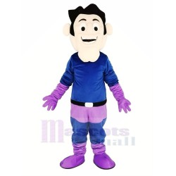 Superman Hero Mascot Costume in Purple and Blue Coat People