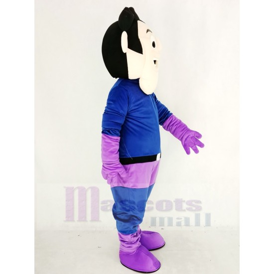 Superman Hero Mascot Costume in Purple and Blue Coat People