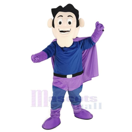 Superman Hero Mascot Costume with Purple Cloak People