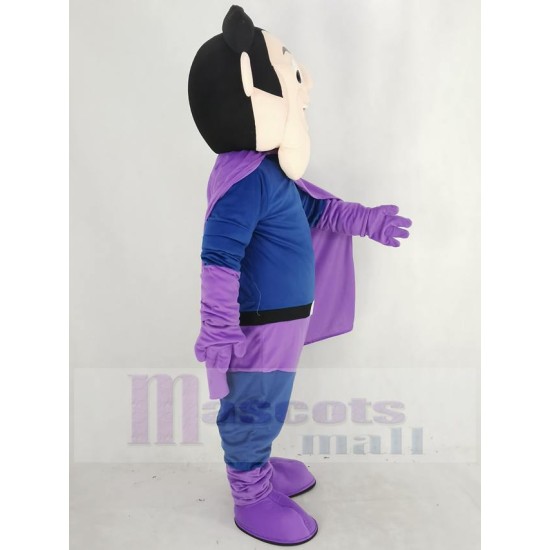 Superman Hero Mascot Costume with Purple Cloak People