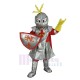 Silver Knight Mascot Costume with Red Cloak People