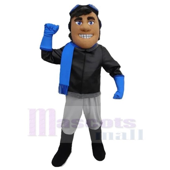 Aviator Mascot Costume with Blue Scarf People