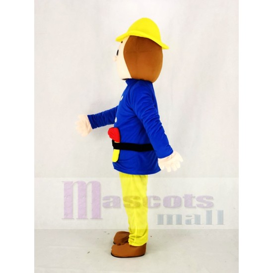 Realistic Fireman Mascot Costume in Blue Coat